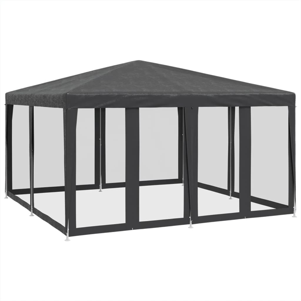 vidaXL Partyzelt, Pavillon mit 8 Mesh-Seitenteilen, Gartenpavillon für Party Hochzeit, Festzelt Gartenzelt Eisengestell Wasserfest UV-beständig, Anthrazit 4x4m HDPE