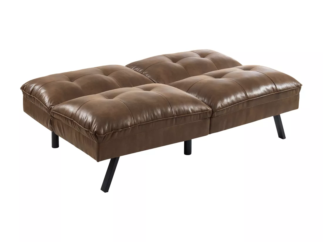 Canapé convertible clic-clac 3 places en microfibre vieillie marron PEGULA II