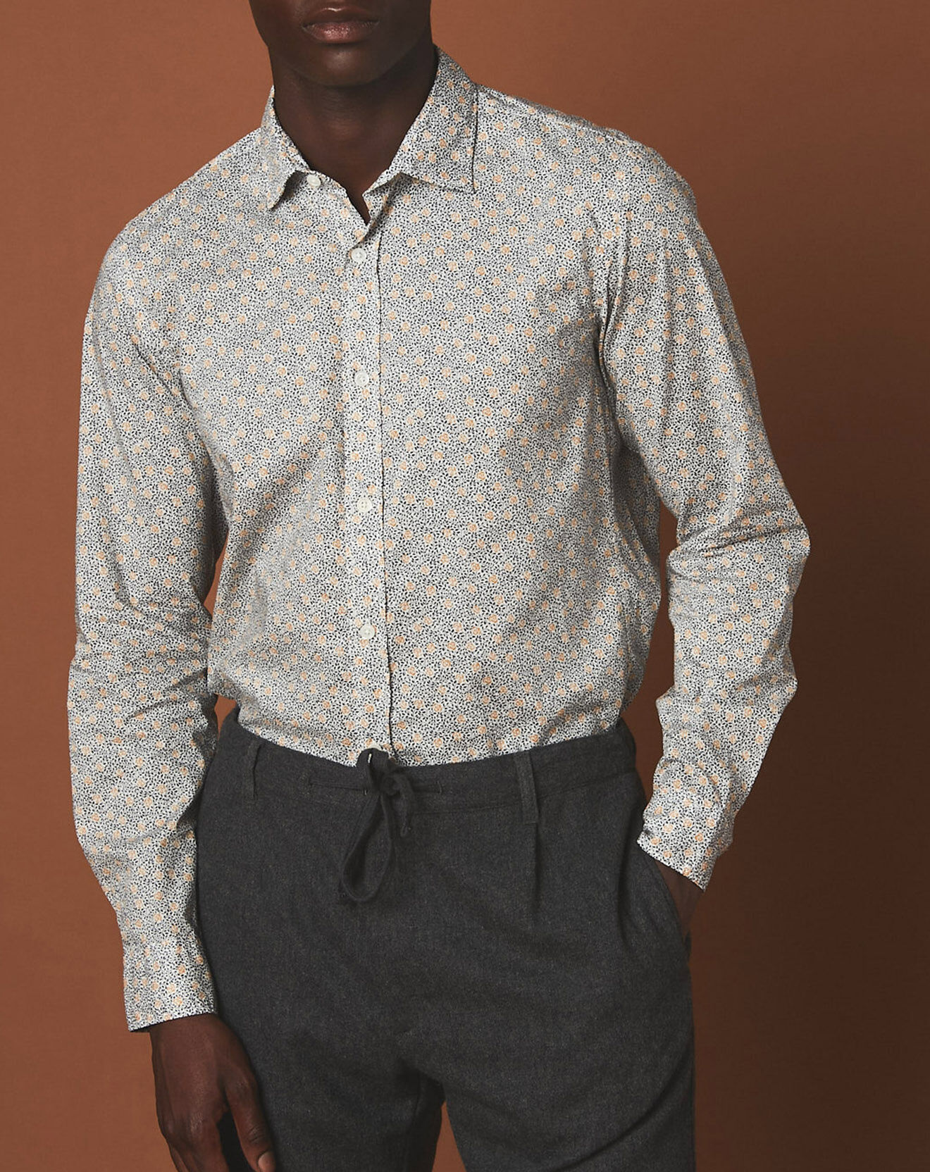 Hartford Chemise slim Sammy imprimée blanc/gold/navy