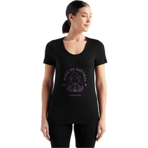 ICEBREAKER W TECH LITE II SS SCOOP TEE CANOPY CAMPE BLACK