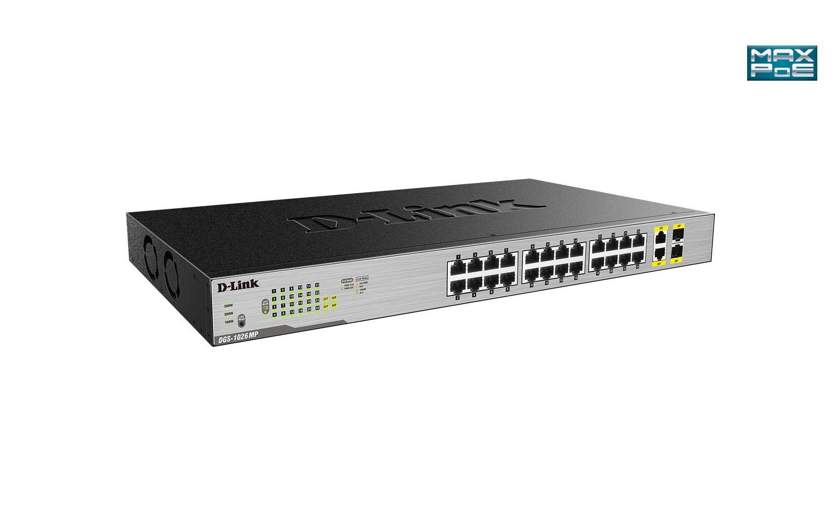 PoE+ Switch DGS-1026MP 26 Port<br>26-Port Layer2 PoE+ Gigabit Switch