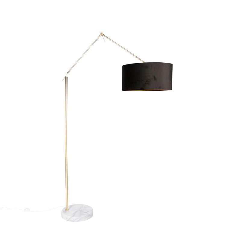 Moderne vloerlamp goud velours kap zwart 50 cm - Editor