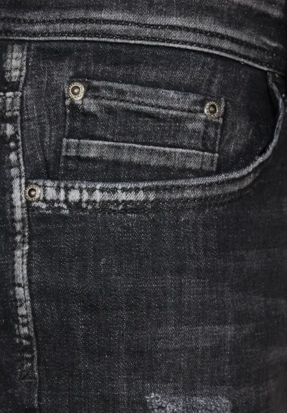 Regular Fit Jeans Shorts - black random wash