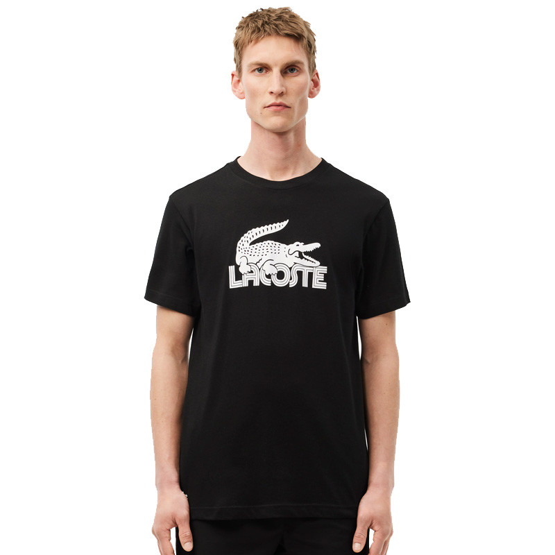 Tee-shirt Lacoste coton noir Crocodile Ultra Dry