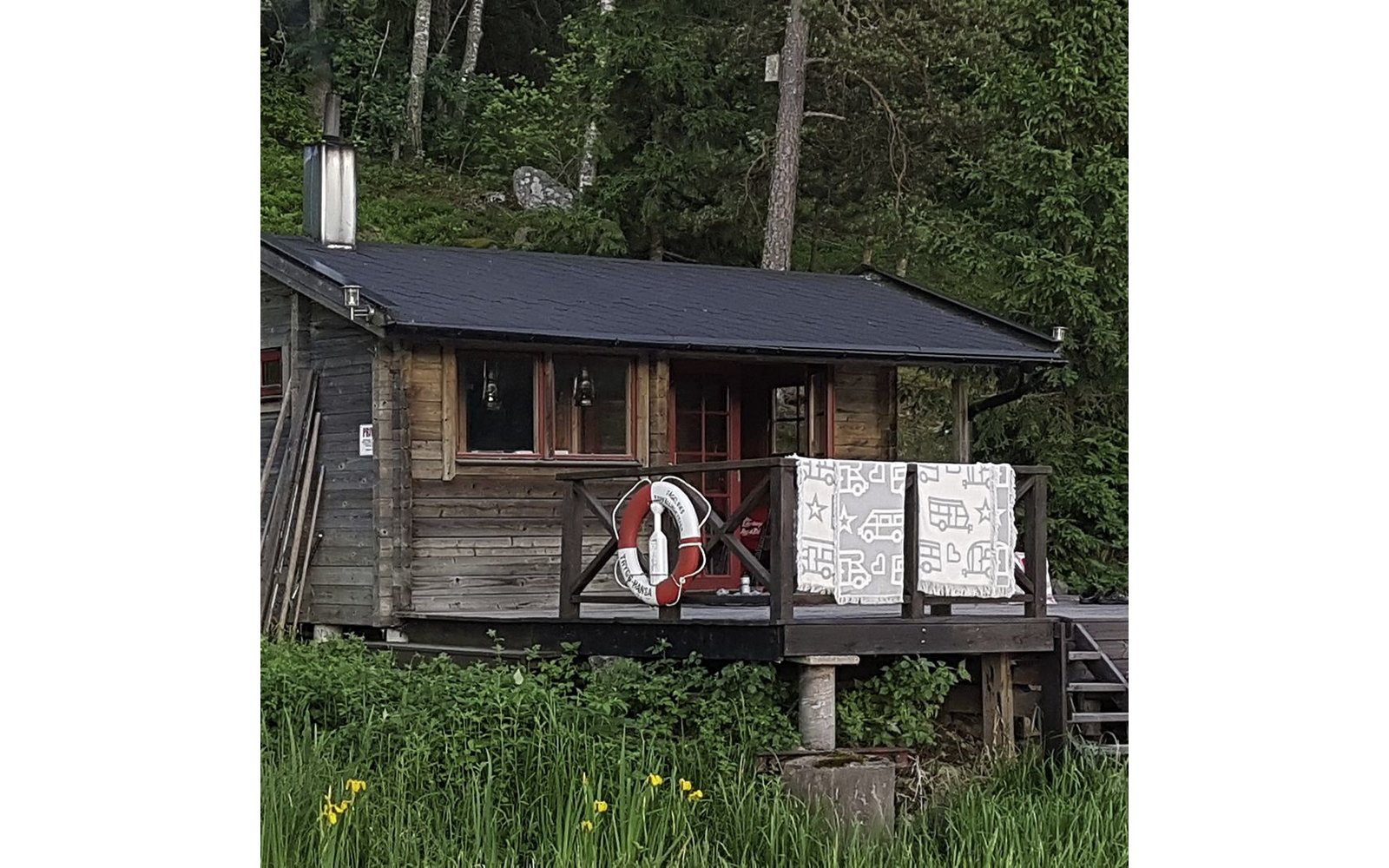 Pufz Decke Wohnwagen weiß/grau