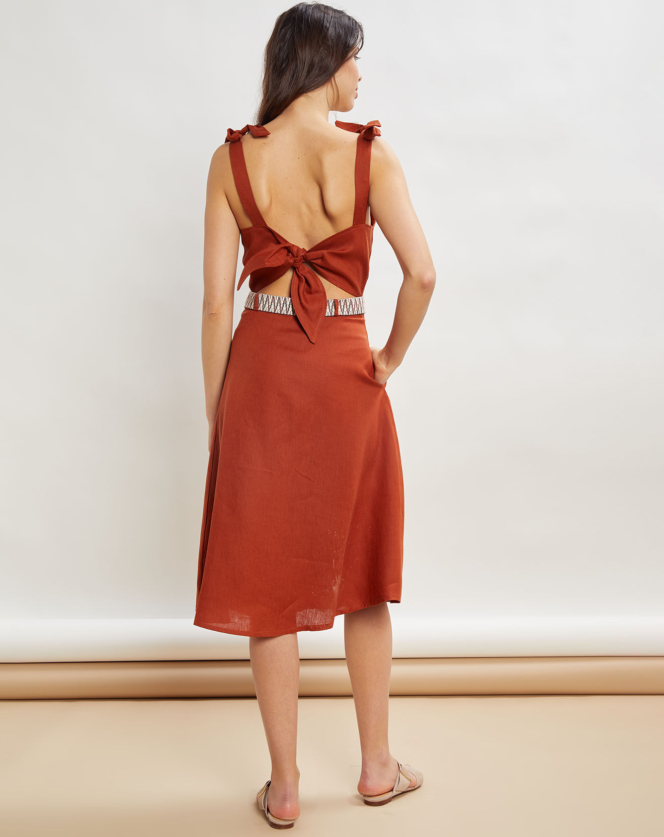 La Petite Francaise Robe 100% Lin Ritchie acajou