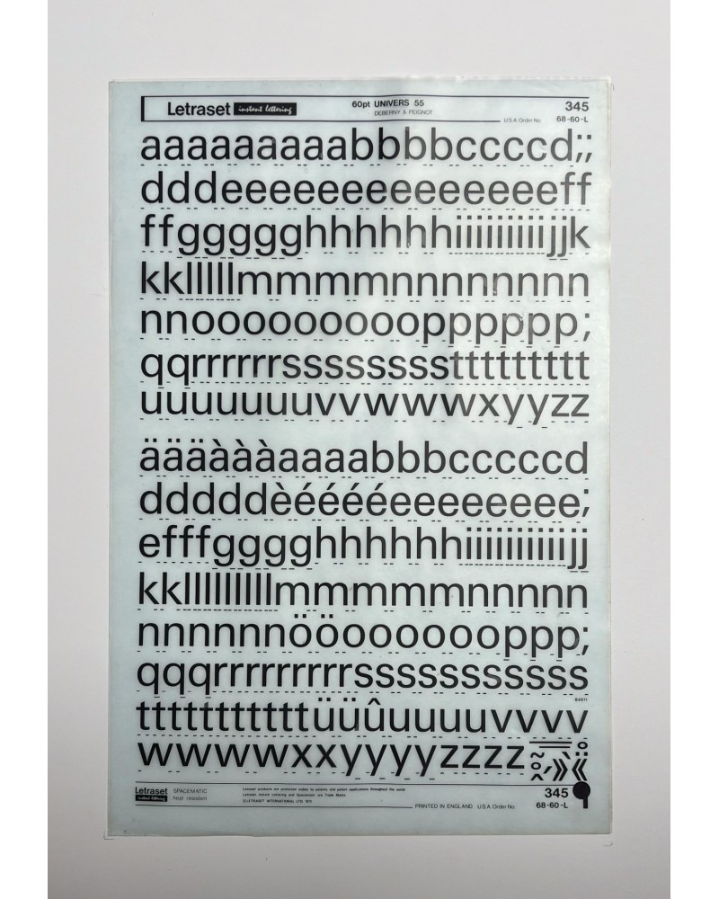 Letraset 345 - UNIVERS 55 -60pt