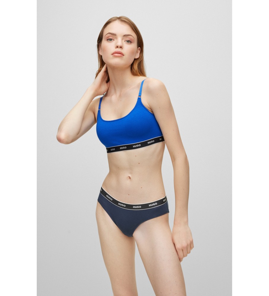 Conjunto de 3 calcinhas HUGO, azul e branca.