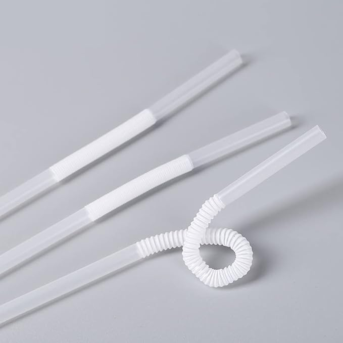 (100er Set) 21cm Flexibler Kunststoff Strohhalm Einweg Party Trinkhalm - Transparent
