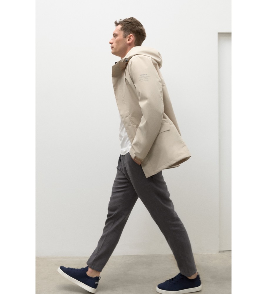 Capa de chuva masculina ECOALF Cachialf, branca areia
