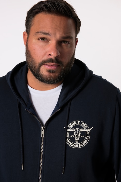 John F. Gee Hoodiejacke, Ärmelprint, Kängurutasche, bis 8 XL