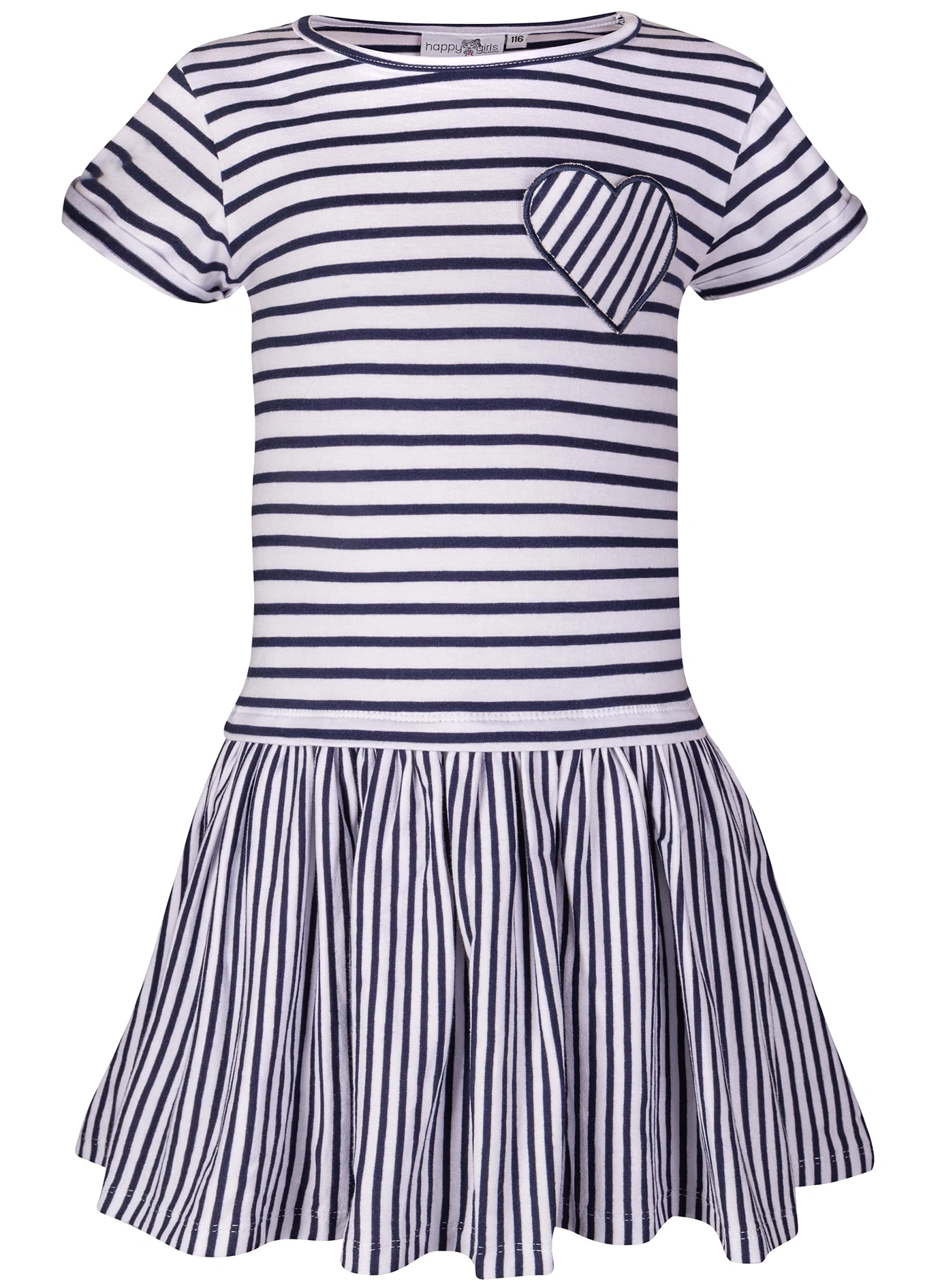 Kurzarmkleid HEART gestreift in navy