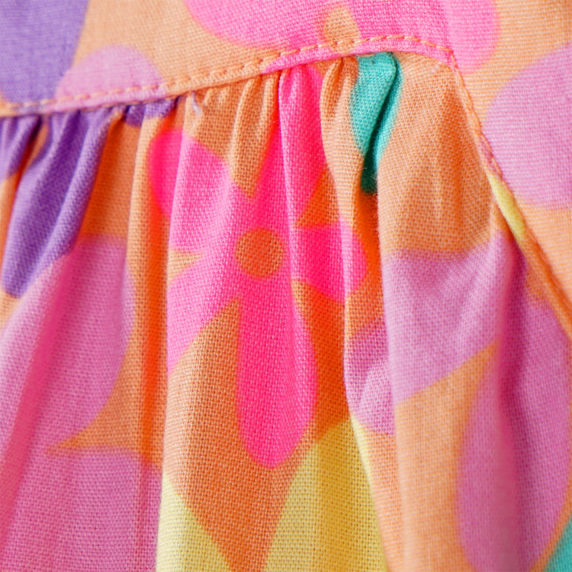 Topolino Mädchen Kleid mit bunten Blumen hellorange / bunt