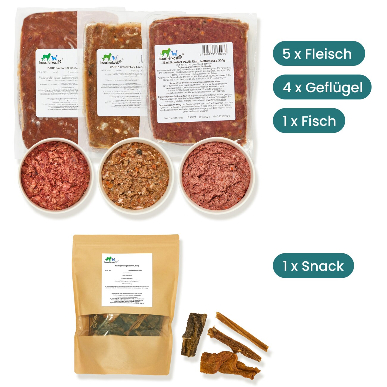 haustierkost.de SchnupperBox Frostfutter Menü