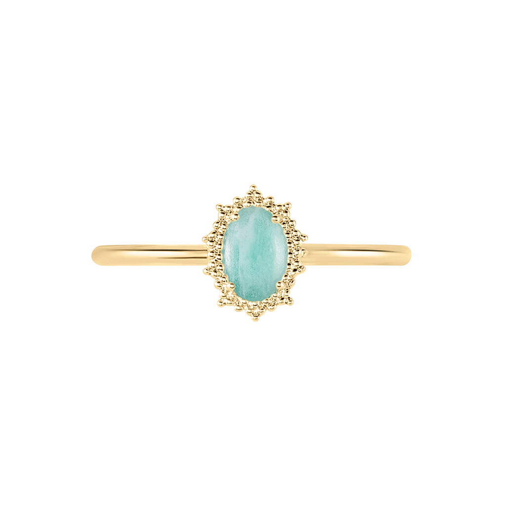 Bague Vintage Love Plaqué Or Jaune Amazonite