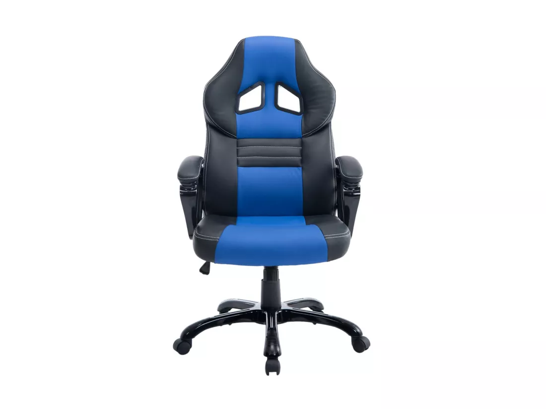 Chaise de bureau - Similicuir & Plastique - Noir / Bleu - XL Pedro