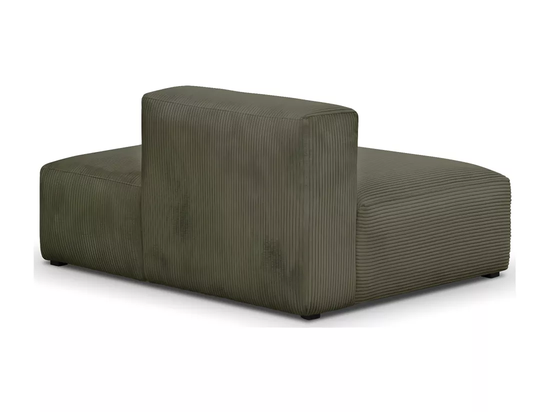 Module d'angle ouvert à droite 2 places en velours côtelé vert kaki - Modulo