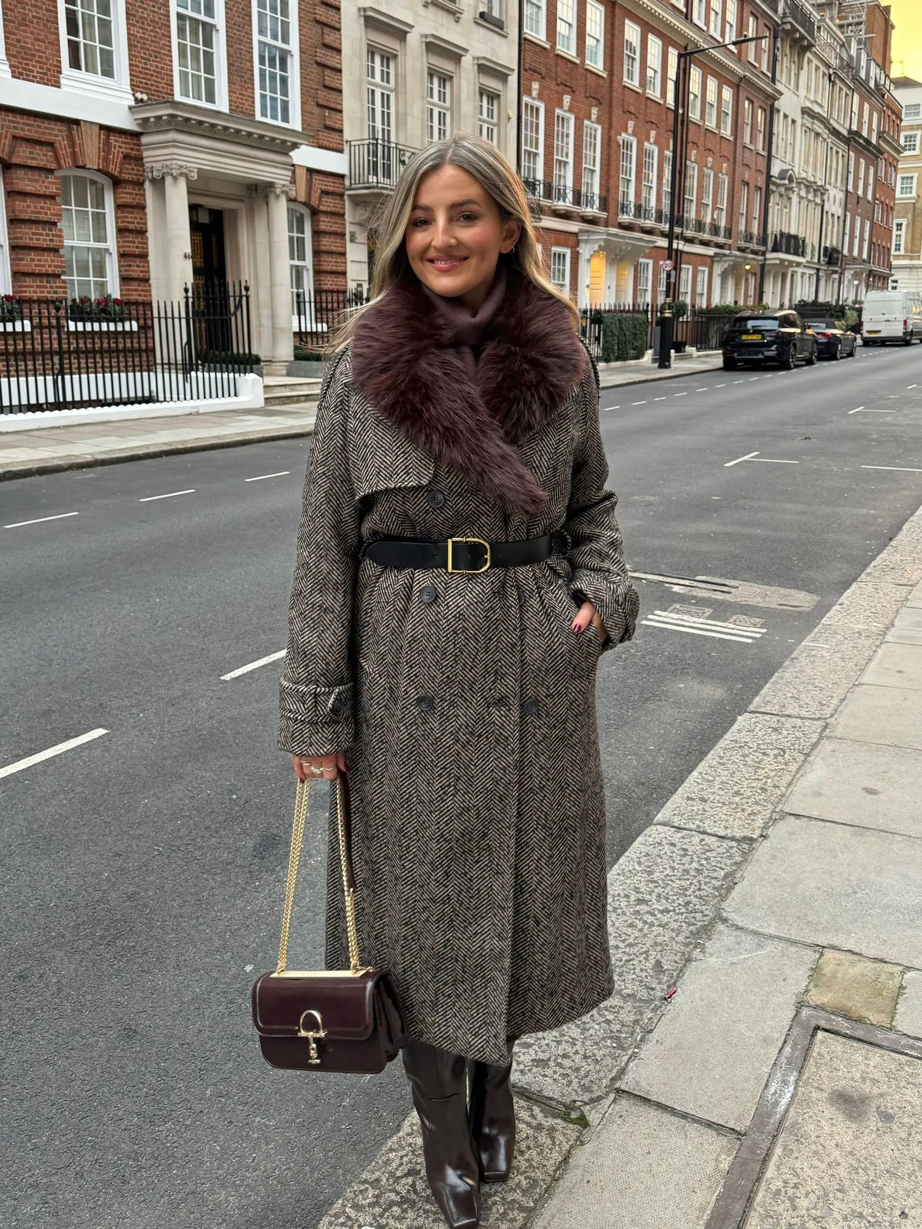River Island Herringbone Trench Coat