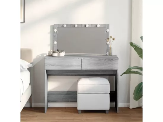 Coiffeuse avec LED sonoma gris 100x40x120 cm