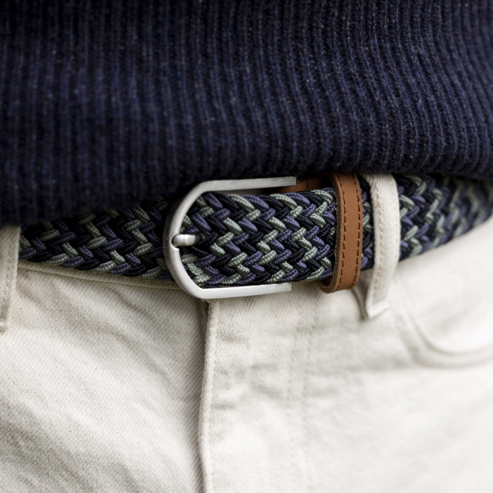 Ceinture bleu marine & vert foncé bleu marine & lichen foncé - modèle Belt