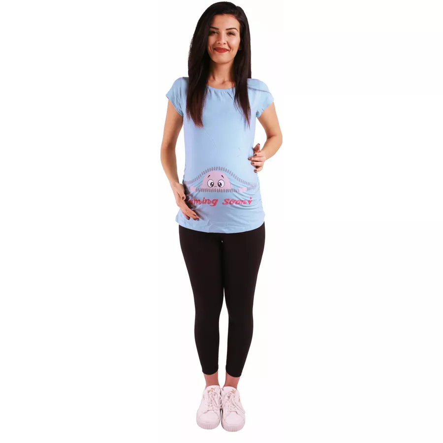 M.M.C. Umstandsshirt Coming Soon mit Motiv Babyblau