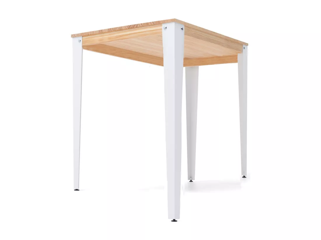 Table Mange debout Lunds 80X160x110cm Blanc-Naturel. Box Furniture