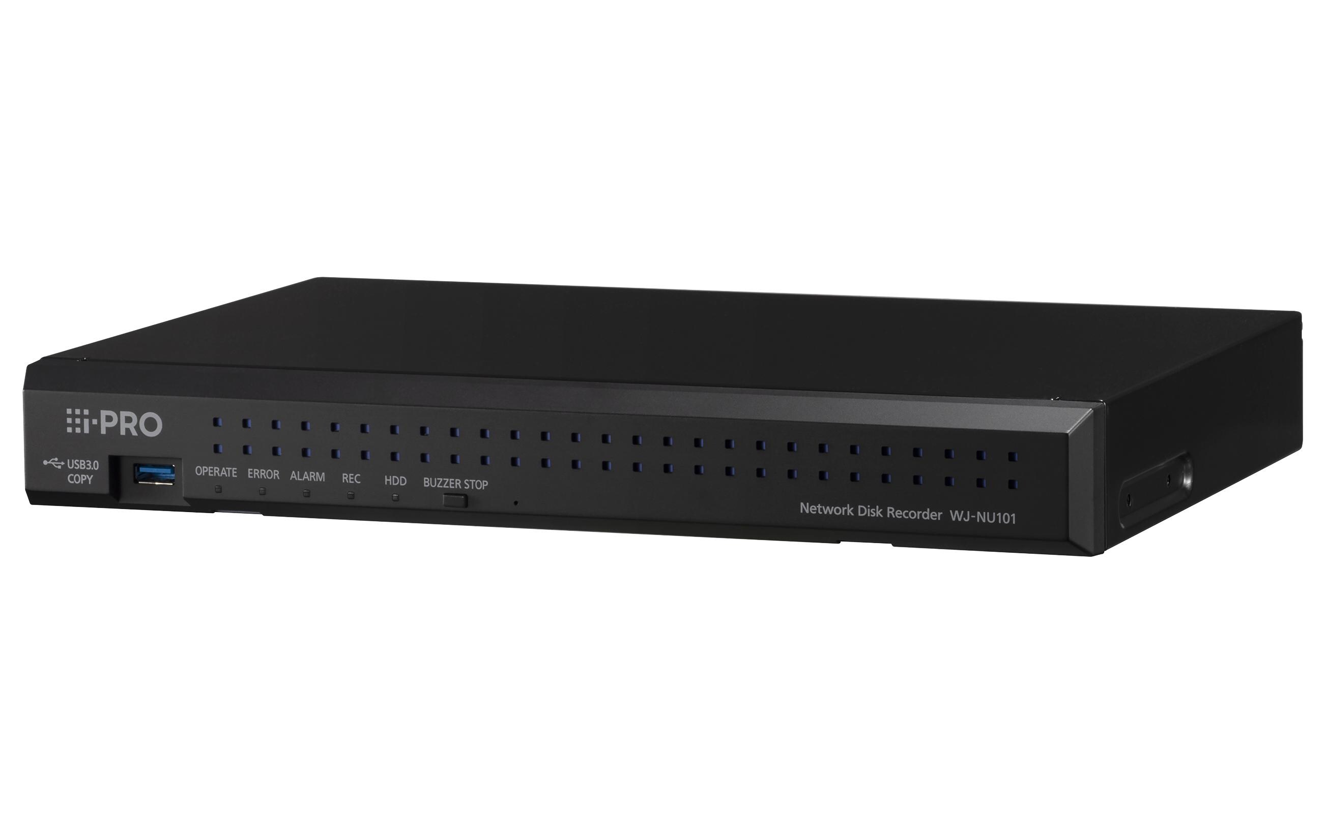 Netzwerkrekorder WJ-NU101KG 4 Kanal ohne HDD<br>Neue NVRs mit höherer Sicherheitsstufe und einfacher Installation mit integriertem PoE+ Switch