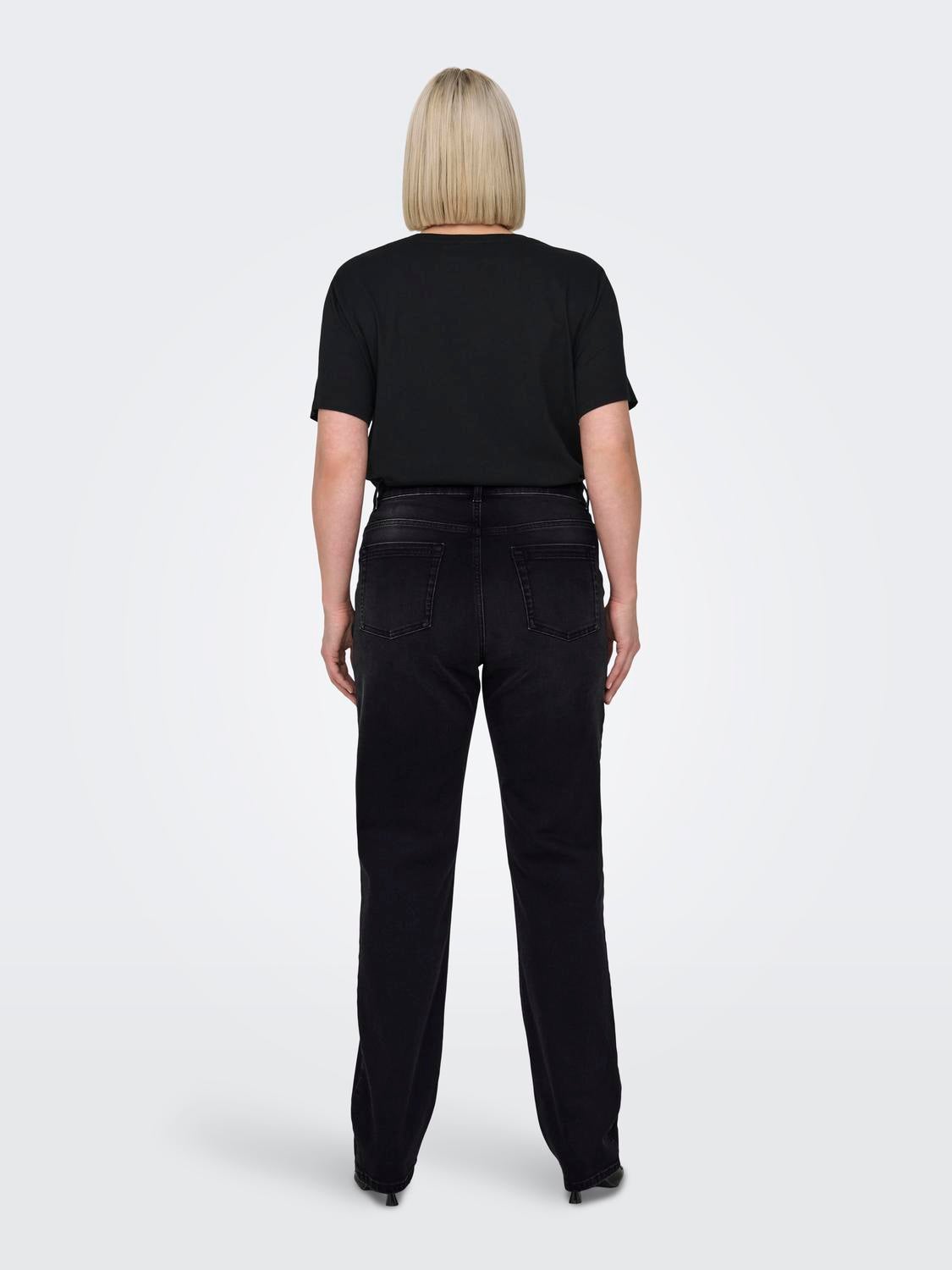 CARWILLY Hohe Taille Gerade geschnitten Jeans Washed Black