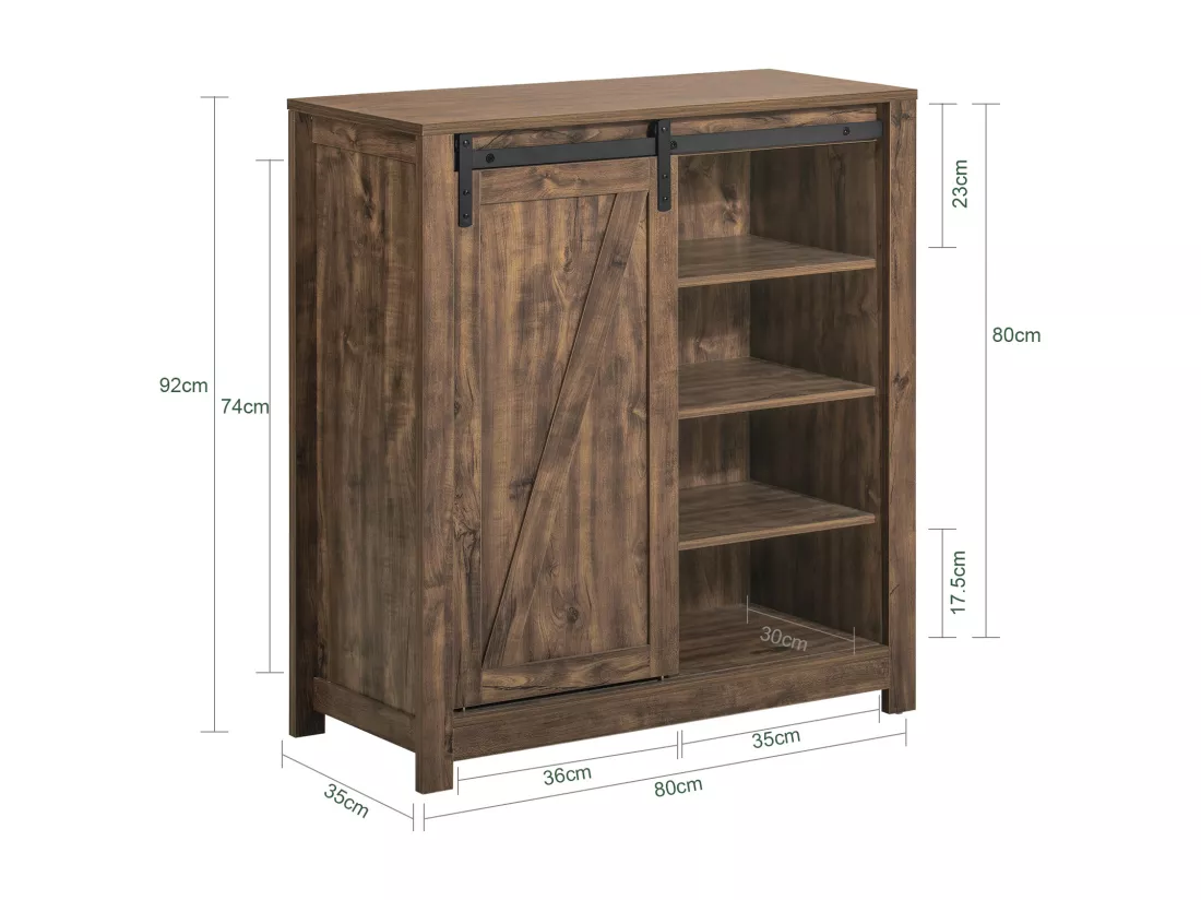 Meuble Bas Meuble Colonne Commode Avec Porte De Grange Coulissante Armoire À Chaussures, Fsb59-n