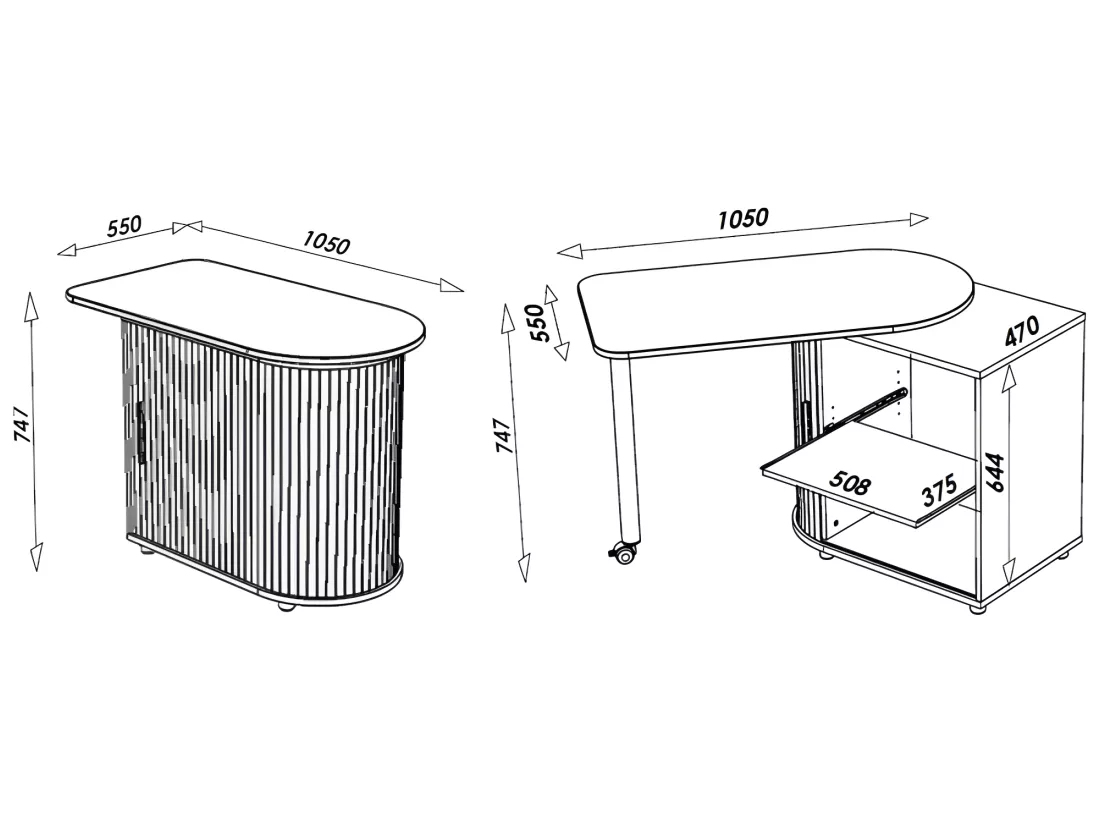 Bureau Informatique Alu Table Pivotante et Rangement L 77 H 71.7 P 47 cm - Coloris: Drapeau anglais 701