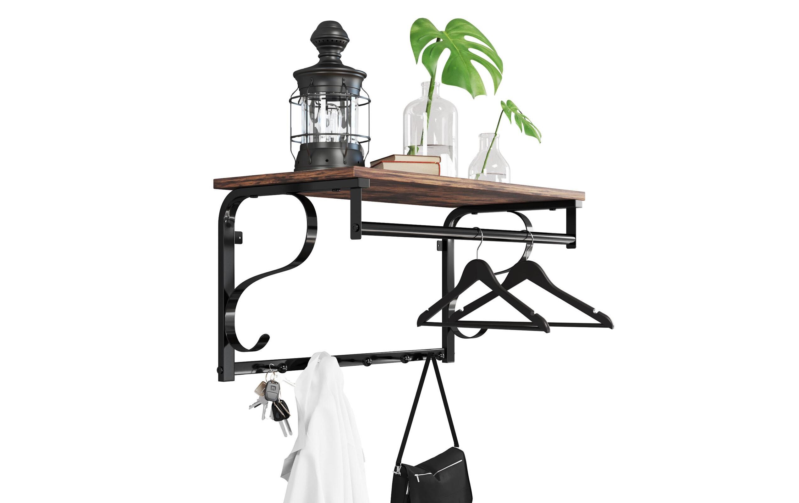 Wandgarderobe Industrial Look 60 x 31.7 cm, Braun/SchwarzGarderobe