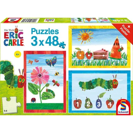 Schmidt Spiele Puzzle - Die Welt der kleinen Raupe Nimmersatt, 3x48 Teile