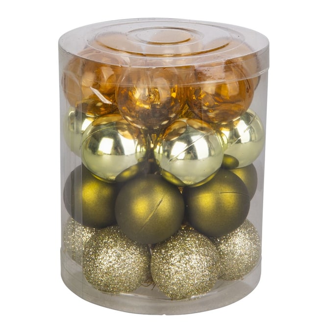 Christbaumkugeln - bruchfest - braun/grün/gold - ca. 3 cm - 24 Stück