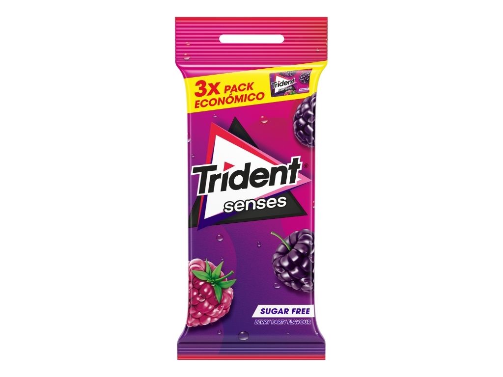 PASTILHAS TRIDENT ELÁSTICAS SENSES BERRY 69G