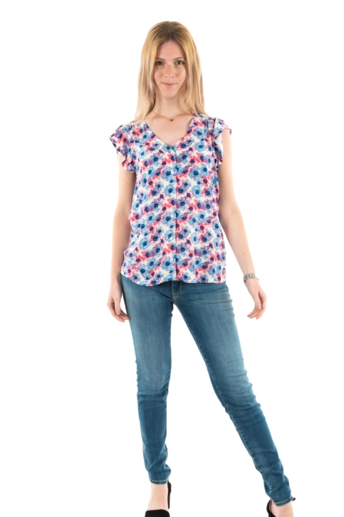 Chemisier manches courtes ichi vera 203046 multi flower aop