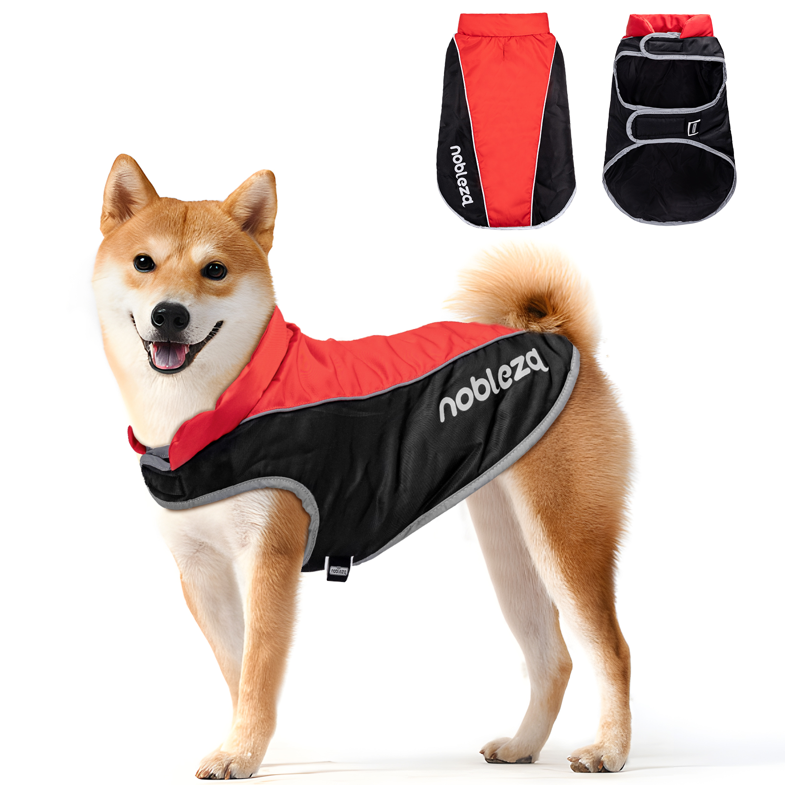 Casaco de inverno impermeável vermelho Nobleza para cães