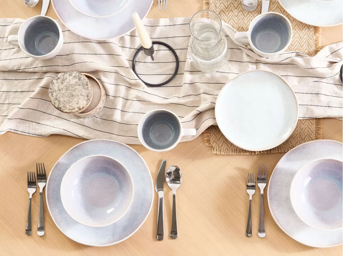 Set de 16 couverts de table SESAME Grès Gris clair