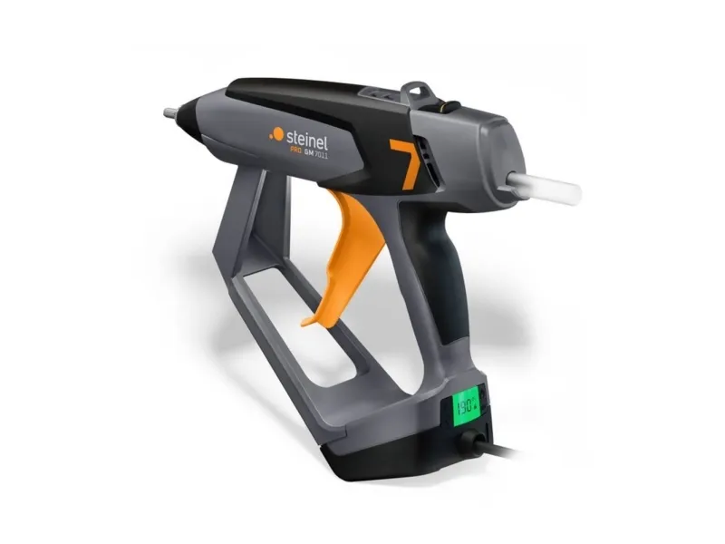 STEINEL GlueMatic 7011, Varm limpistol, Grå, Orange, LCD, Pap, Keramisk, Glas, Læder, Plast, Gummi, Sten, Træ, 35 g/min, 1,1 cm