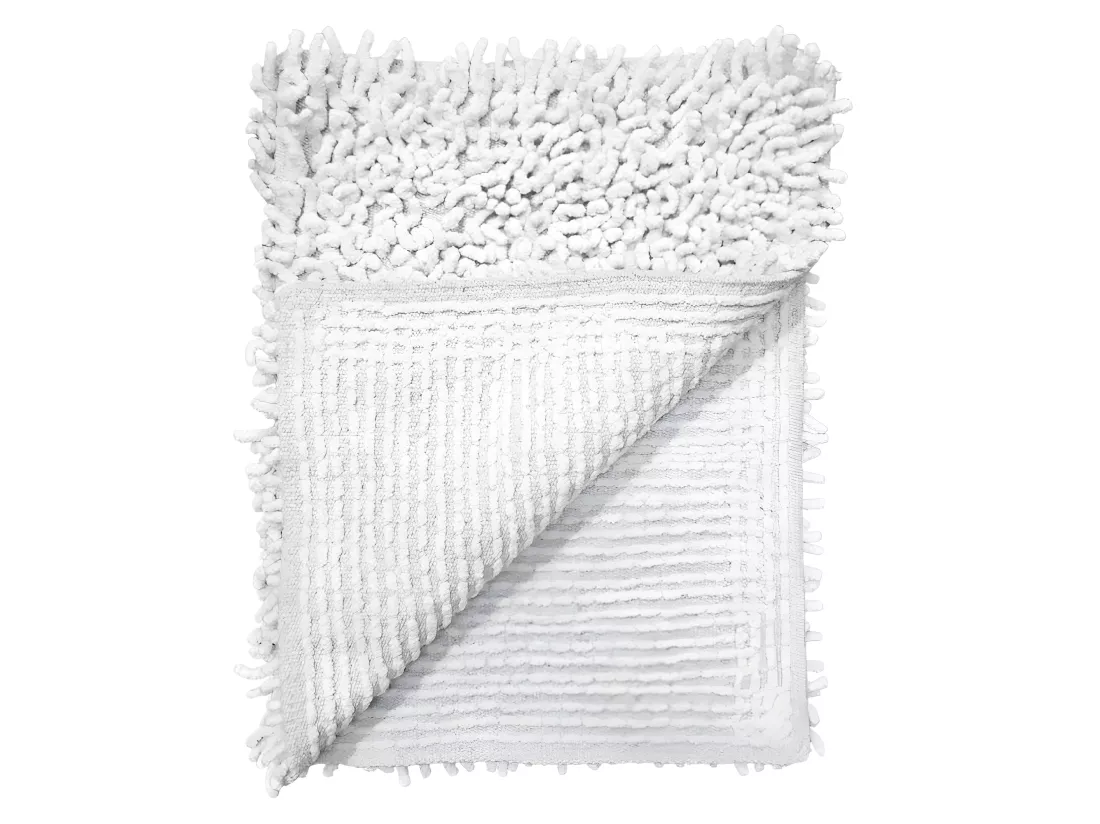 Lot 2 tapis de salle de bain 40 x 60 cm en coton blanc - NAPOLEON