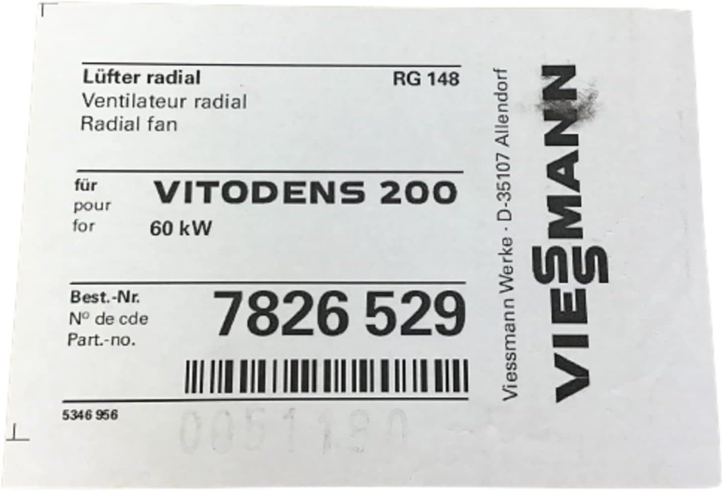 Viessmann Vitodens 200 Radialventilator RG148 60 KW 7826529