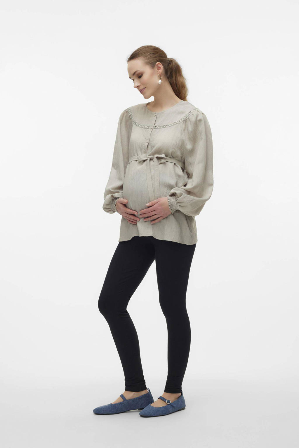 MAMALICIOUS zwangerschapsblousetop MLZIARA lichtgrijs