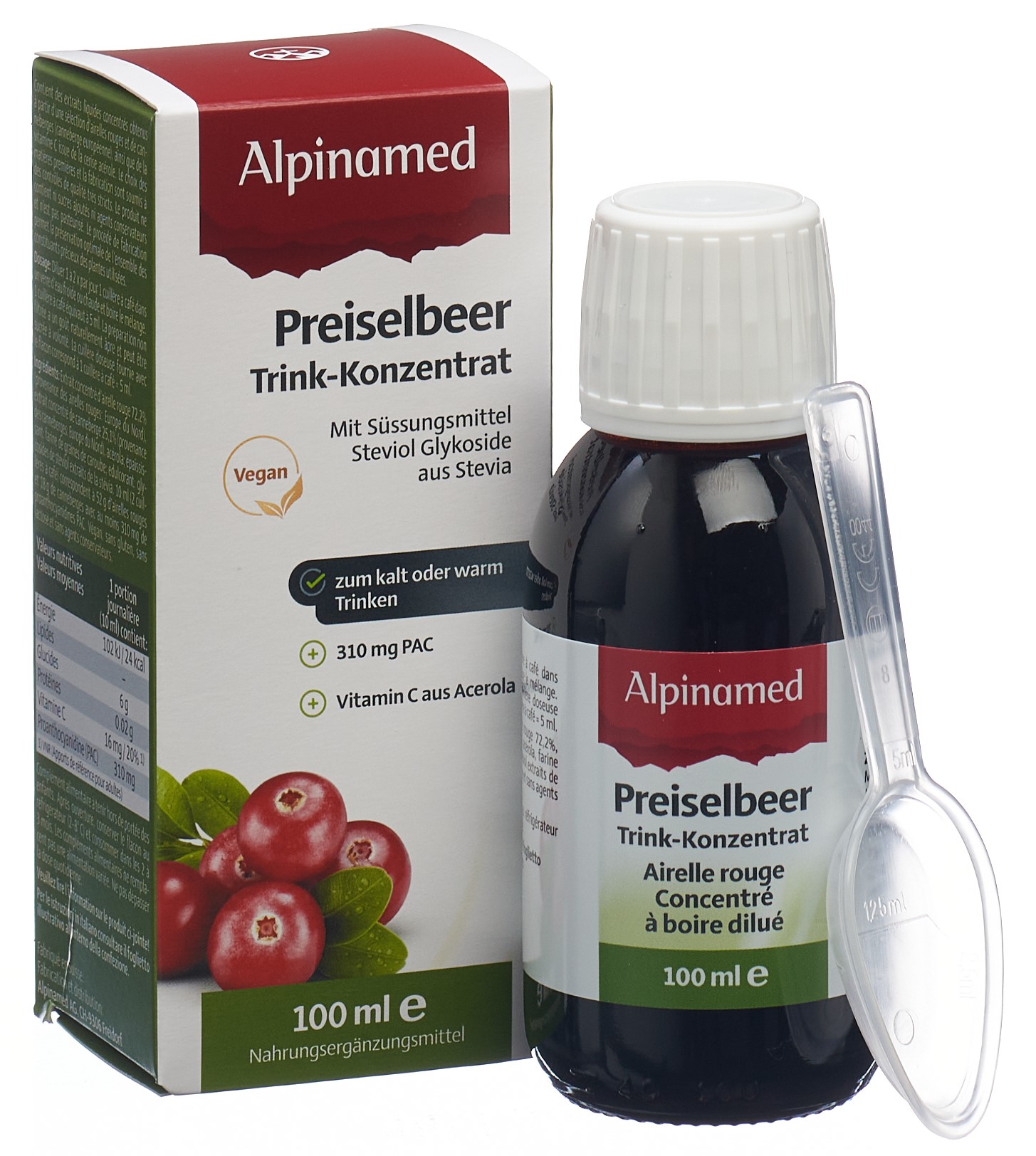 ALPINAMED Preiselbeer Trink-Konzentrat<br>100 ml, Konzentrat, dilué
