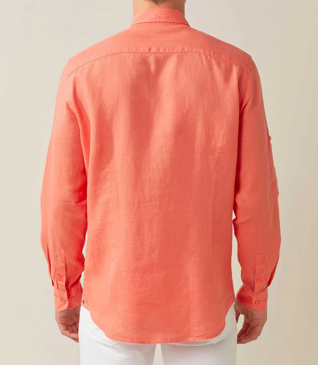 Chemise en lin casual corail 