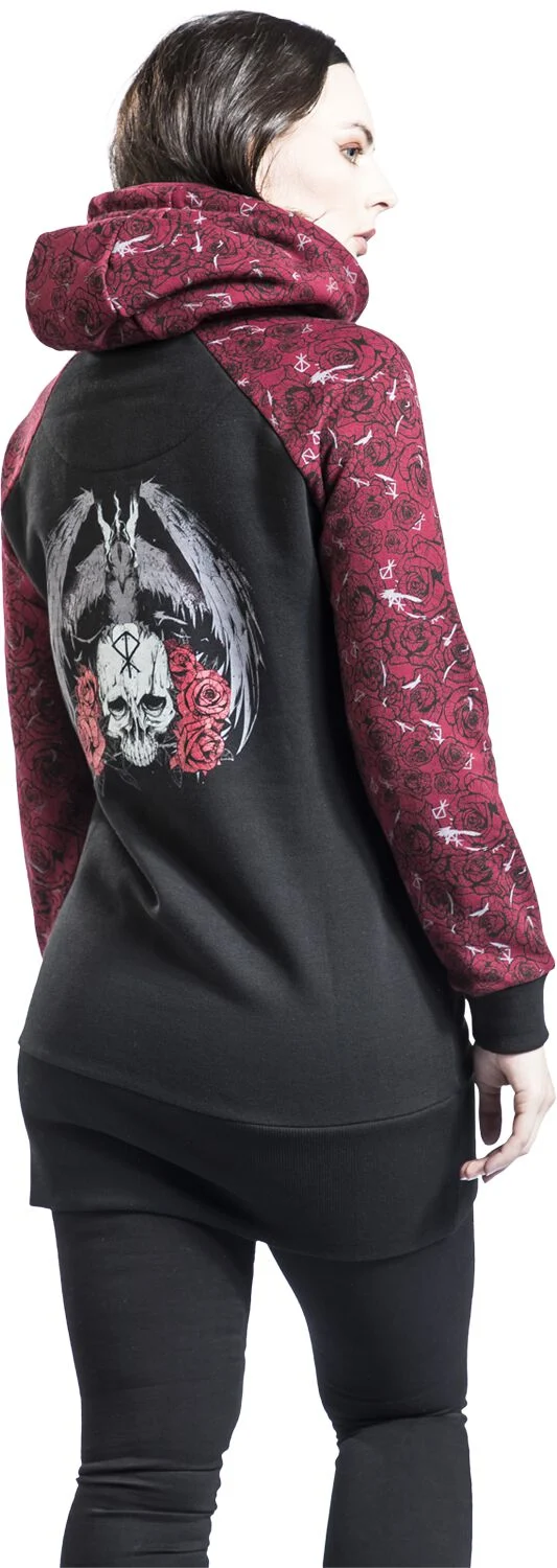 Robe à capuche avec roses & crânes | Black Premium by EMP Robe courte