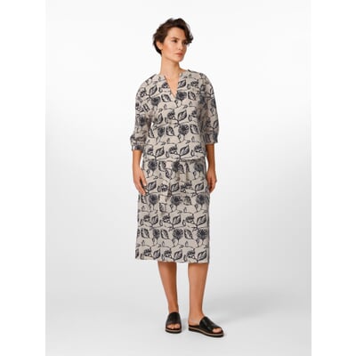 Damenbluse Floral Print, Creme-Schwarz