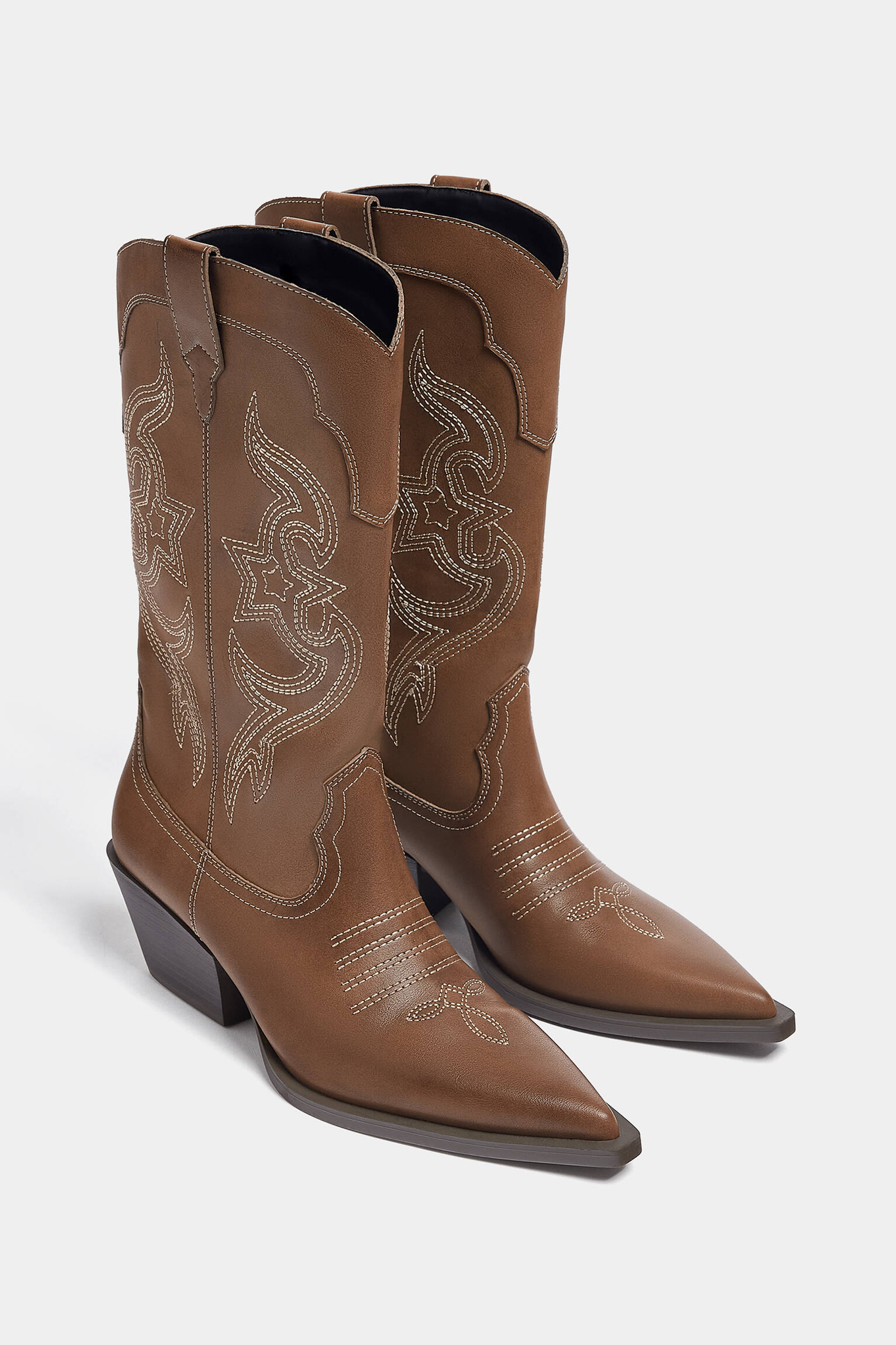 Bota de cowboy bordada - marrom