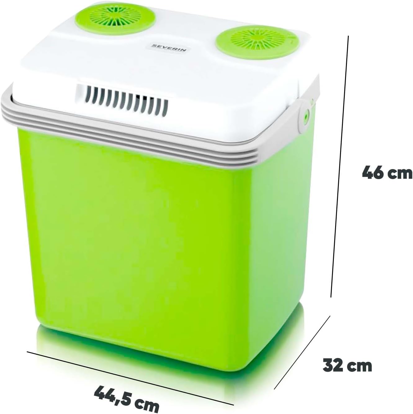 Severin Elektrische Kühlbox (25 L) mit Kühl- und Warmhaltefunktion, 3 Anschlüsse fürs Auto (USB, Netzteil & Zigarettenanzünder), grün/grau, KB 2923