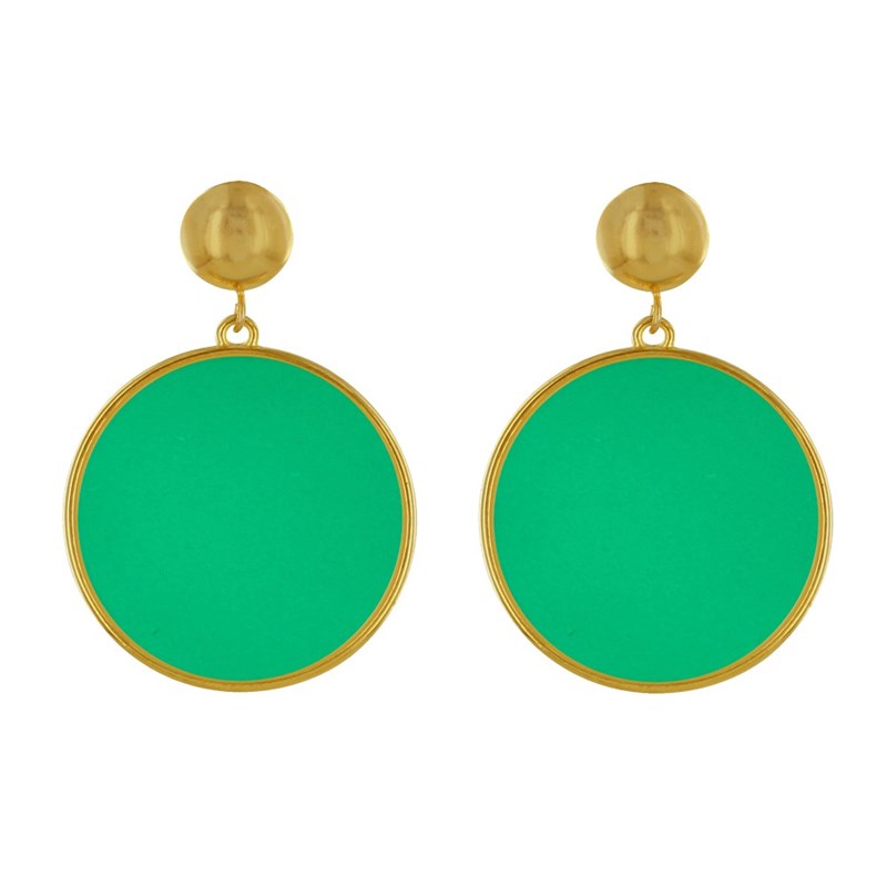 Boucles d'Oreilles Clous Métal Doré Cercle Coloré Translucide