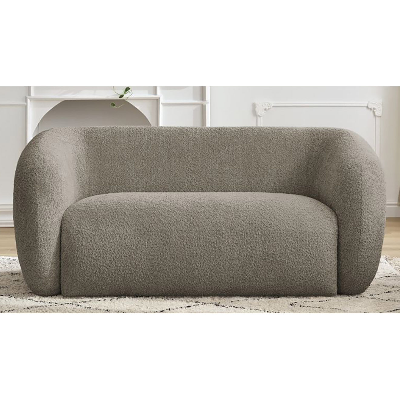 Bobochic Canapé 2 places celine bouclette taupe - 160x87x70 cm