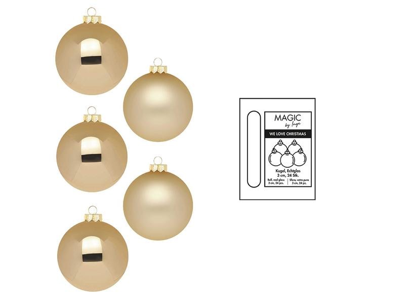 INGES CHRISTMAS DECOR Weihnachtskugel Brokatgold Ø 3 cm 24 Christbaumkugeln Gold